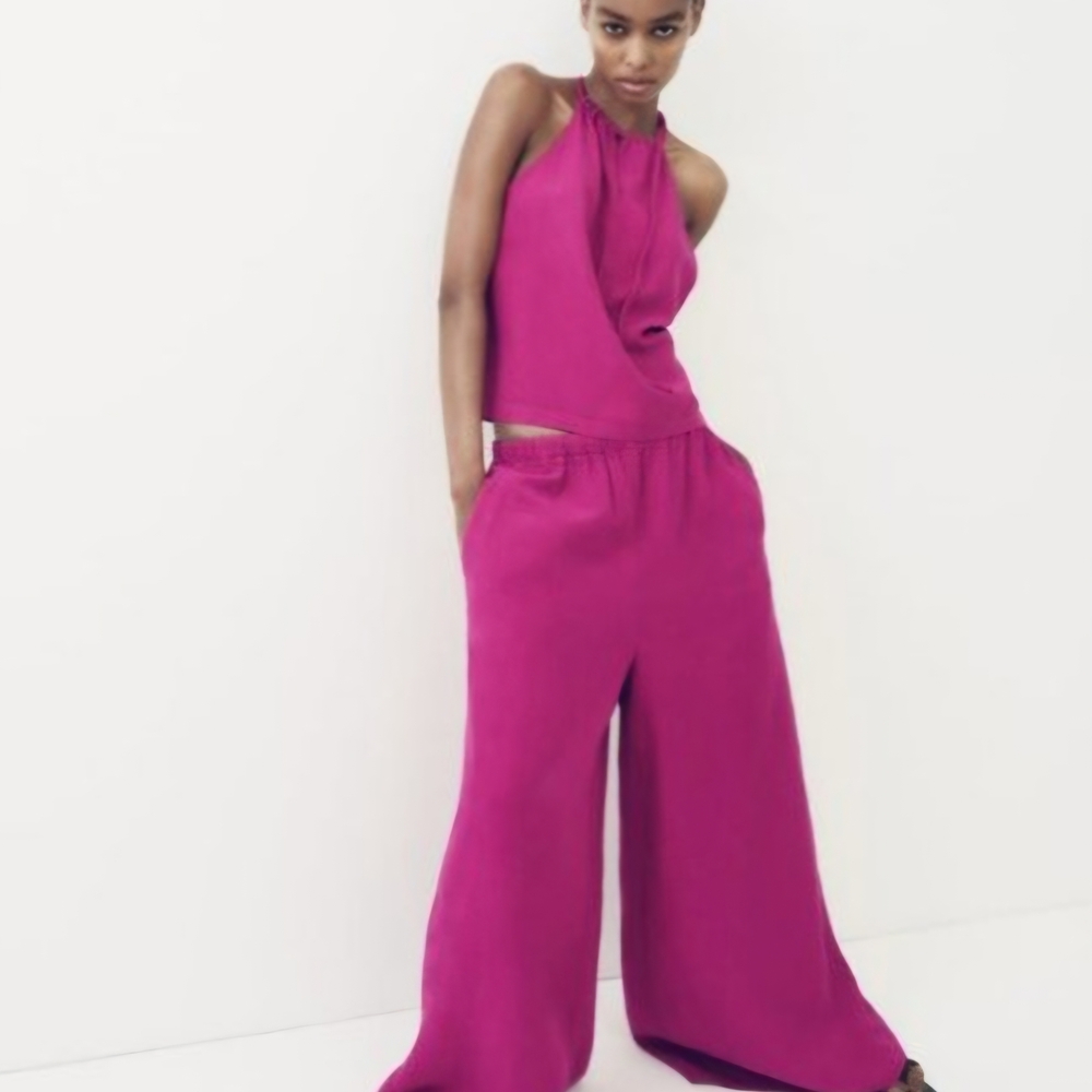 Zara Linen Fuchsia Halter Top - Picture 6 of 10